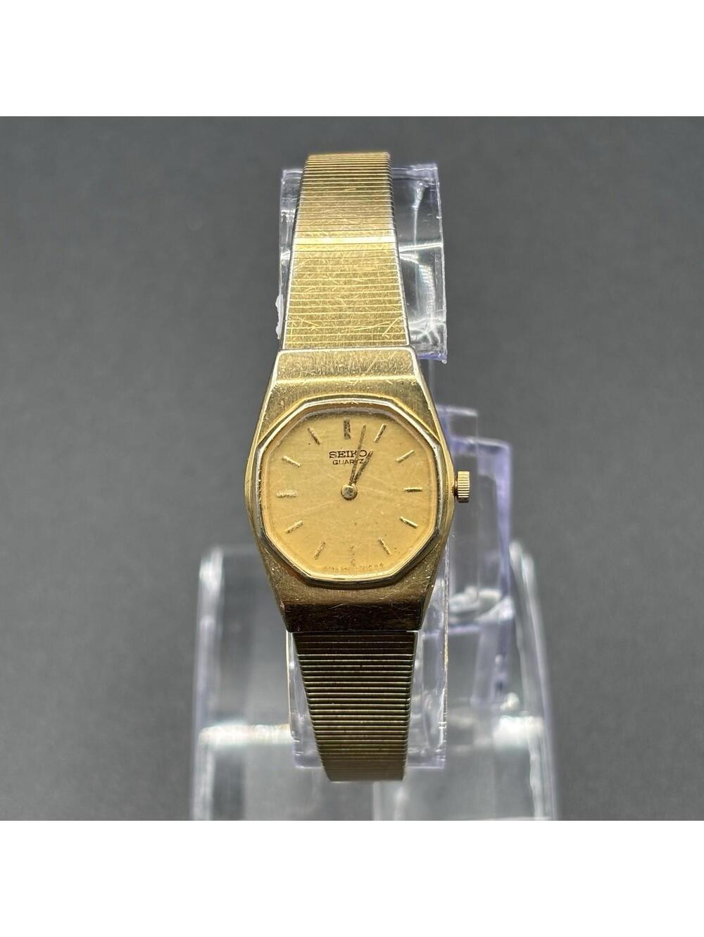 Vintage Seiko Gold Tone 19mm Ladies Dress Watch Geometric 5420-5090 Running